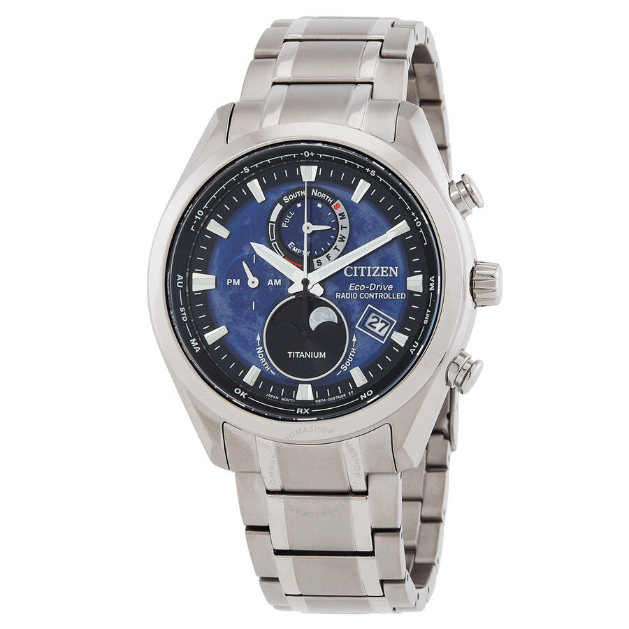 Citizen Tsuki-yomi A-T Eco-Drive Perpetual World Time Blue Dial Men's Watch BY1010-81L - Dawson Watches