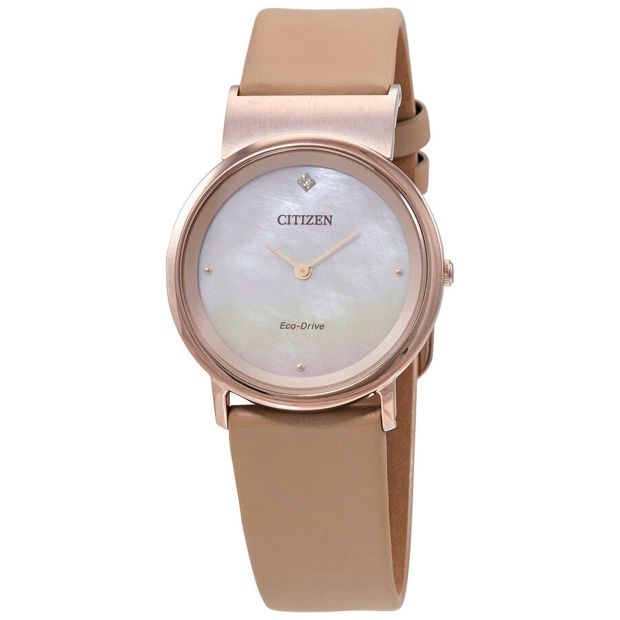 Citizen White Mother of Pearl Dial Ladies Watch EG7073-16Y - The Watches Men & Co