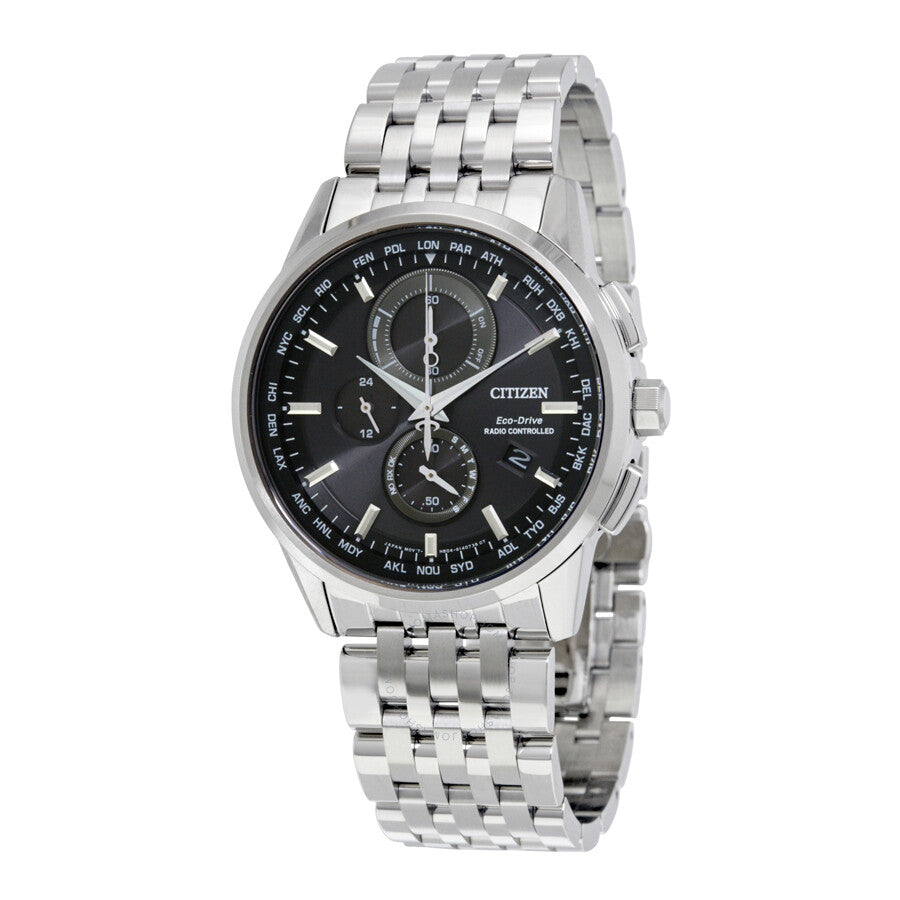 Citizen World Time A-T Perpetual Chronograph Black Dial Men's Watch AT8110-53E - Dawson Watches