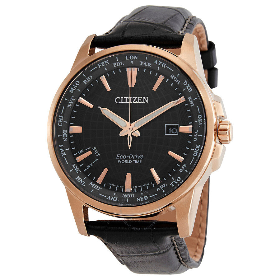 Citizen World Time Eco-Drive Black Dial Men's Watch BX1008-12E - Dawson Watches