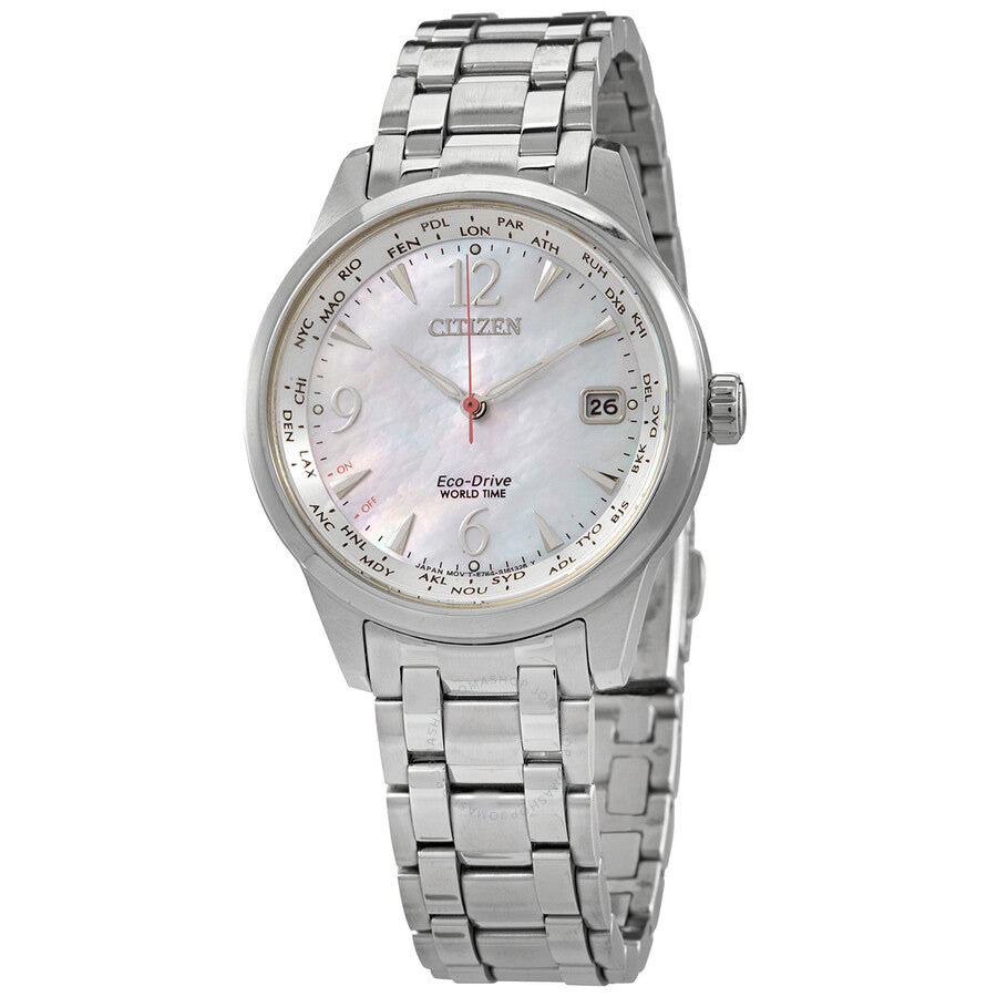 Citizen World Time Mother of Pearl Dial Ladies Watch FC8001-87D - Dawson Watches