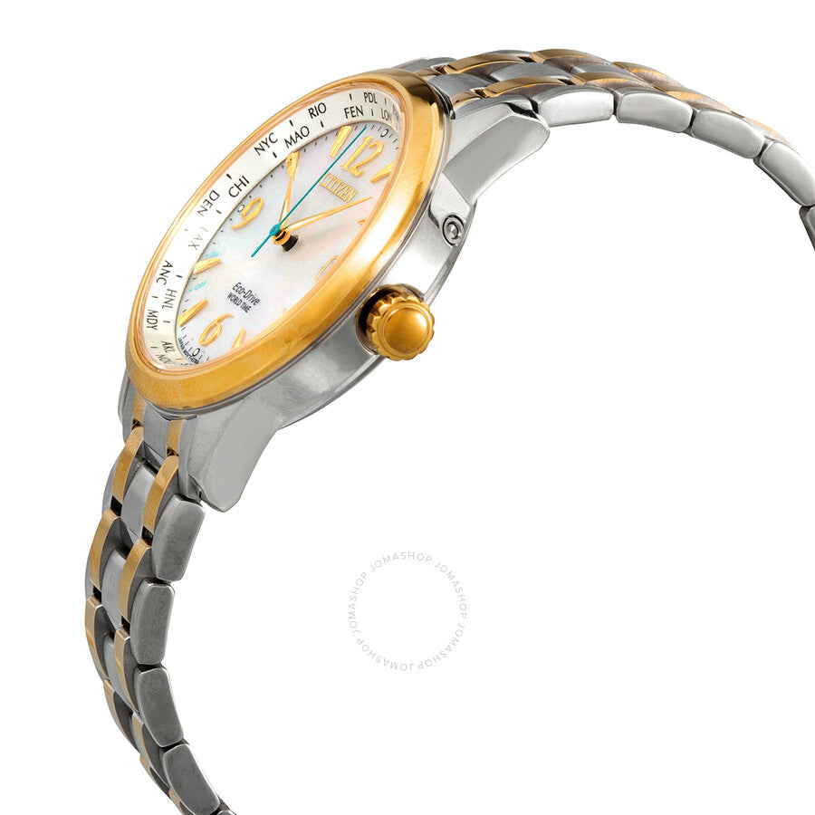 Citizen World Time Mother of Pearl Dial Ladies Watch FC8008-88D - Dawson Watches #2