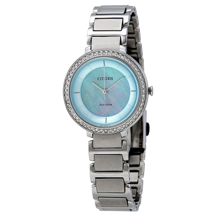 Citizen Silhouette Crystal Blue Mother of Pearl Dial Ladies Watch EM0480-52N - Dawson Watches