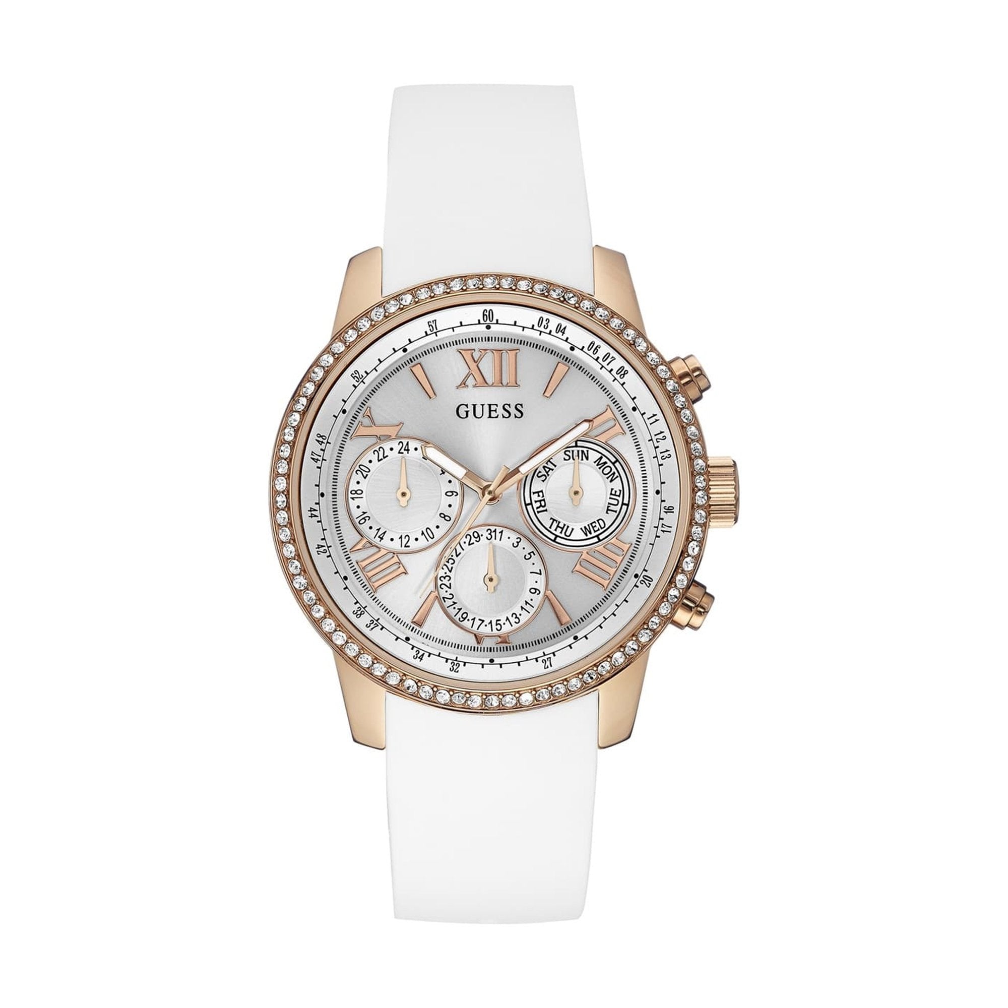 Guess Sport White Silicone Strap Rose Gold Women's Watch W0616L1 - Dawson Watches