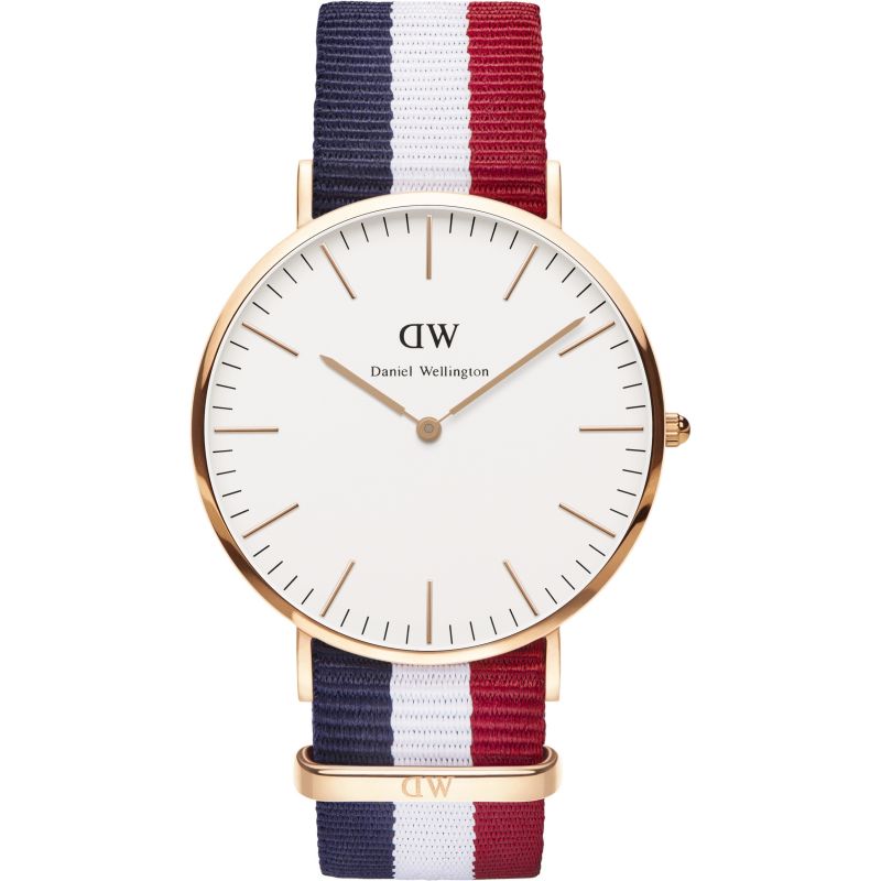 Daniel Wellington Cambridge 40mm White Dial Tricolour Strap Men's Watch - DW00100003