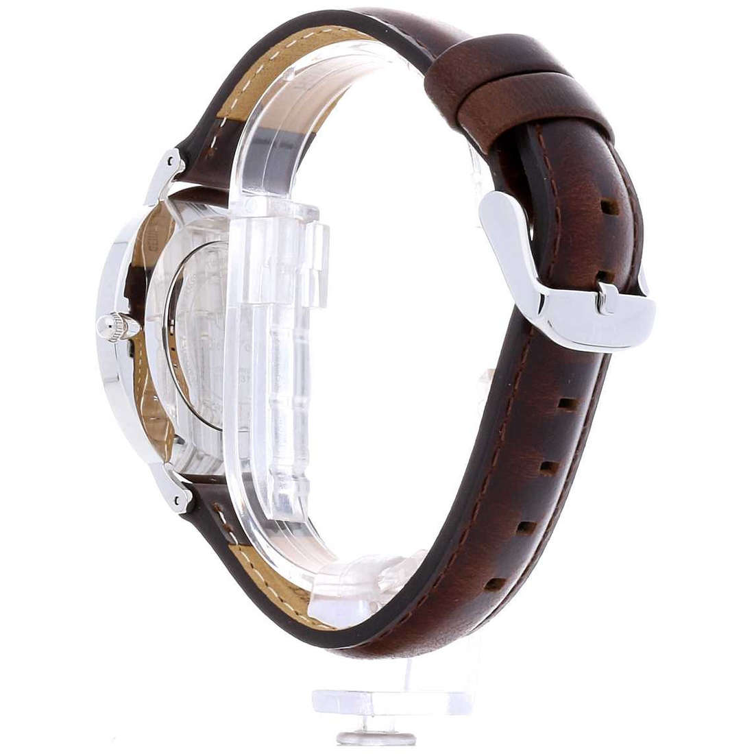 Daniel Wellington Classic Bristol 36mm White Dial Dark Brown Genuine Leather Women's Silver Watch - DW00100056