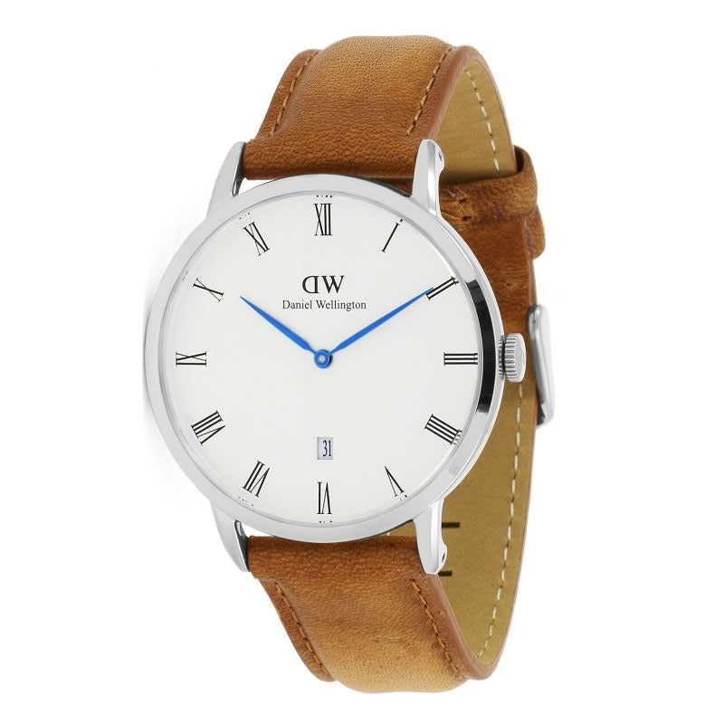 Daniel Wellington Dapper Durham 38mm White Dial Brown Genuine Leather Men's Watch - DW00100116
