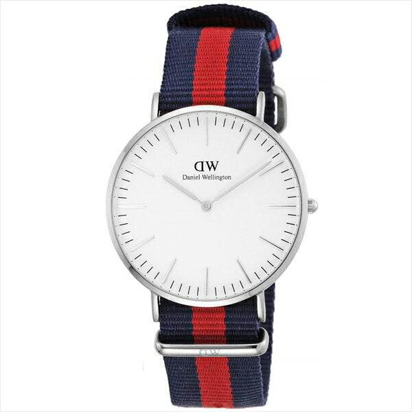 Daniel Wellington Oxford 40mm White Dial Blue and Red Nylon Strap Men's Watch - DW00100015