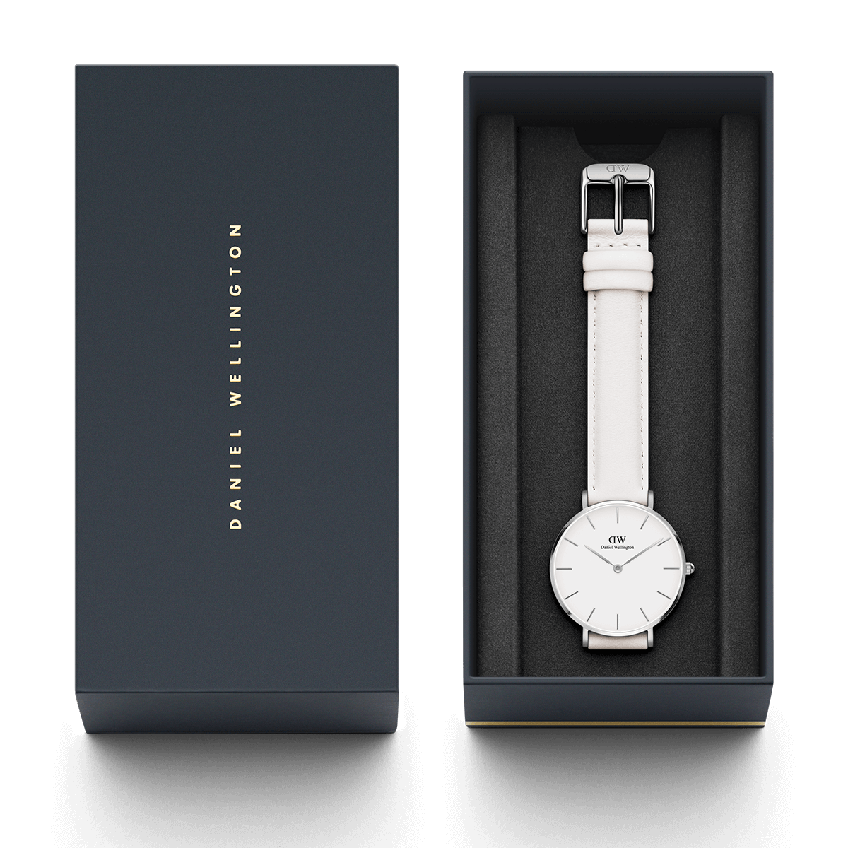 Daniel Wellington Petite Bondi 32mm White Dial Genuine Leather Women's Silver Watch - DW00100190