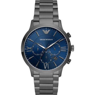 Emporio Armani AR11348 chronograph watch with blue dial and gunmetal steel bracelet