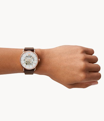 Emporio Armani Aviator Automatic Men's White Skeleton Dial Watch AR60027