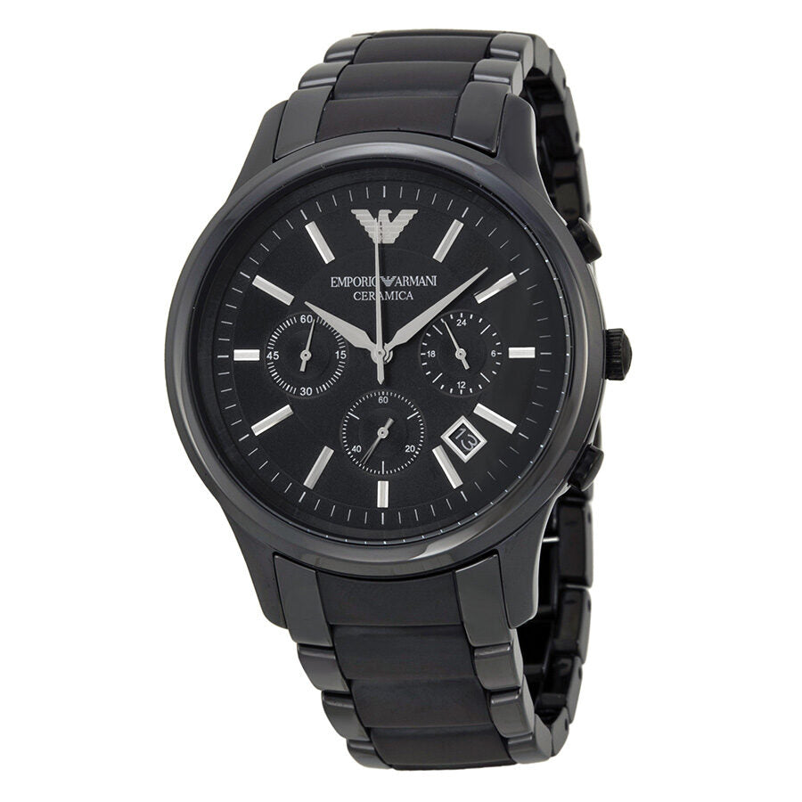 Emporio Armani Ceramica chronograph watch with black ceramic case and black dial