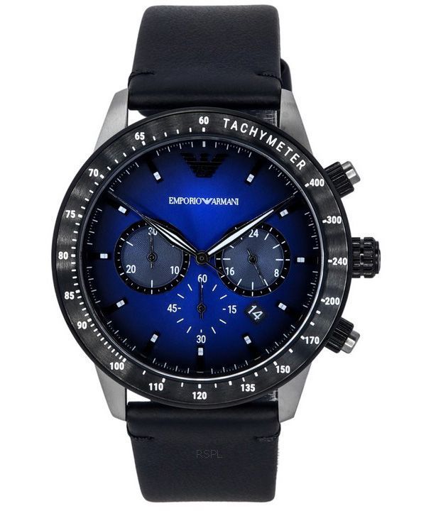 Emporio Armani Chronograph Black Leather Men's Watch AR11522 - The Watches Men & CO