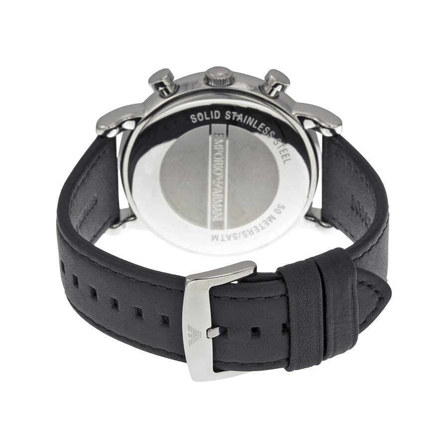 Caseback of Emporio Armani AR1828 showing solid stainless steel with engraved text