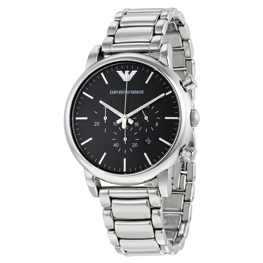 Emporio Armani AR1894 classic chronograph watch with black dial and stainless steel bracelet