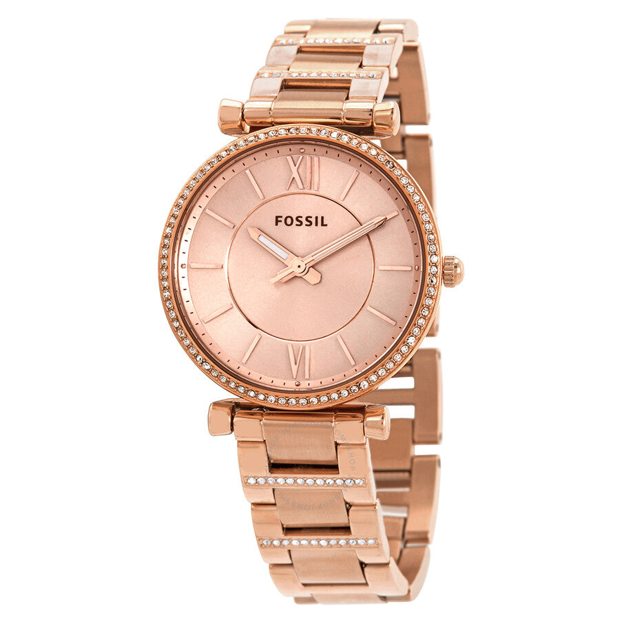 Fossil Carlie Quartz Rose Dial Ladies Watch ES4301 - The Watches Men & Co
