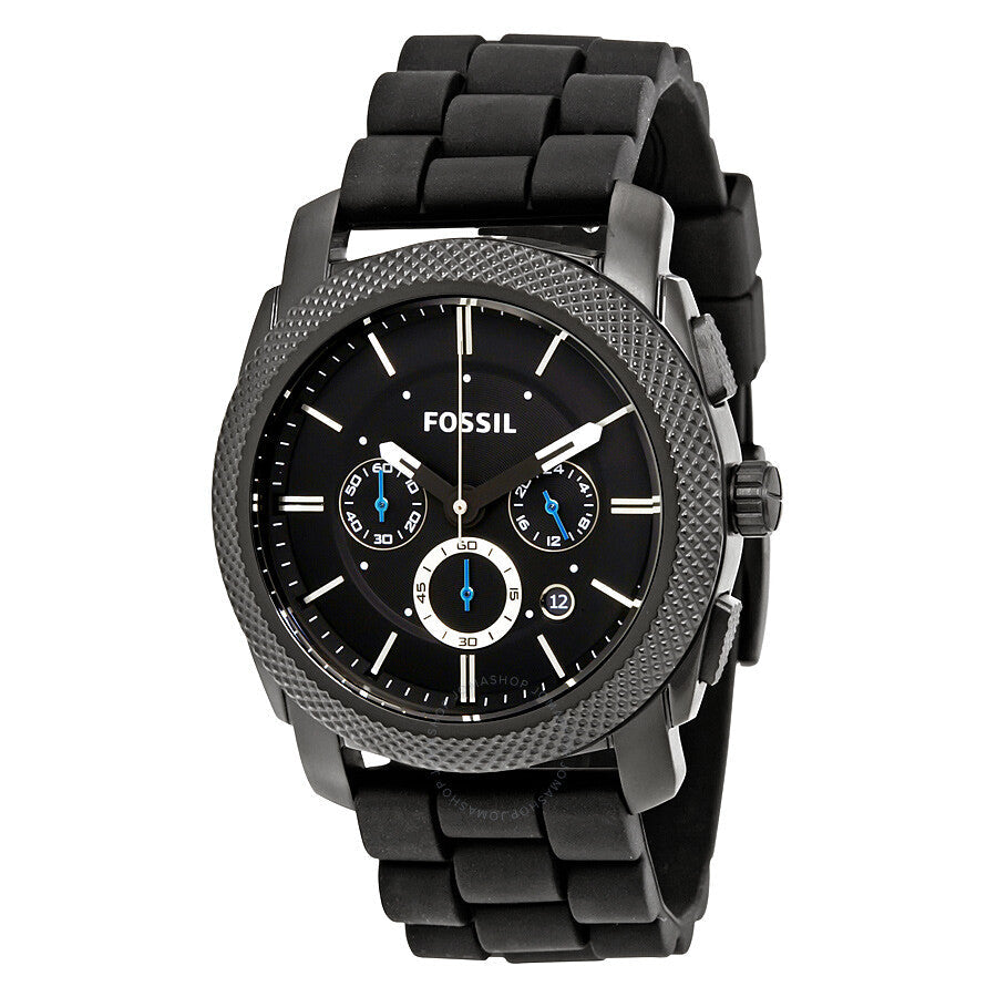 Fossil Machine Chronograph Black Dial Black Silicone Men's Watch FS4487 - Dawson Watches