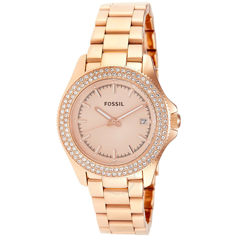 Fossil Retro Traveler Rose Dial Rose Gold-tone Ladies Watch AM4454 - Dawson Watches