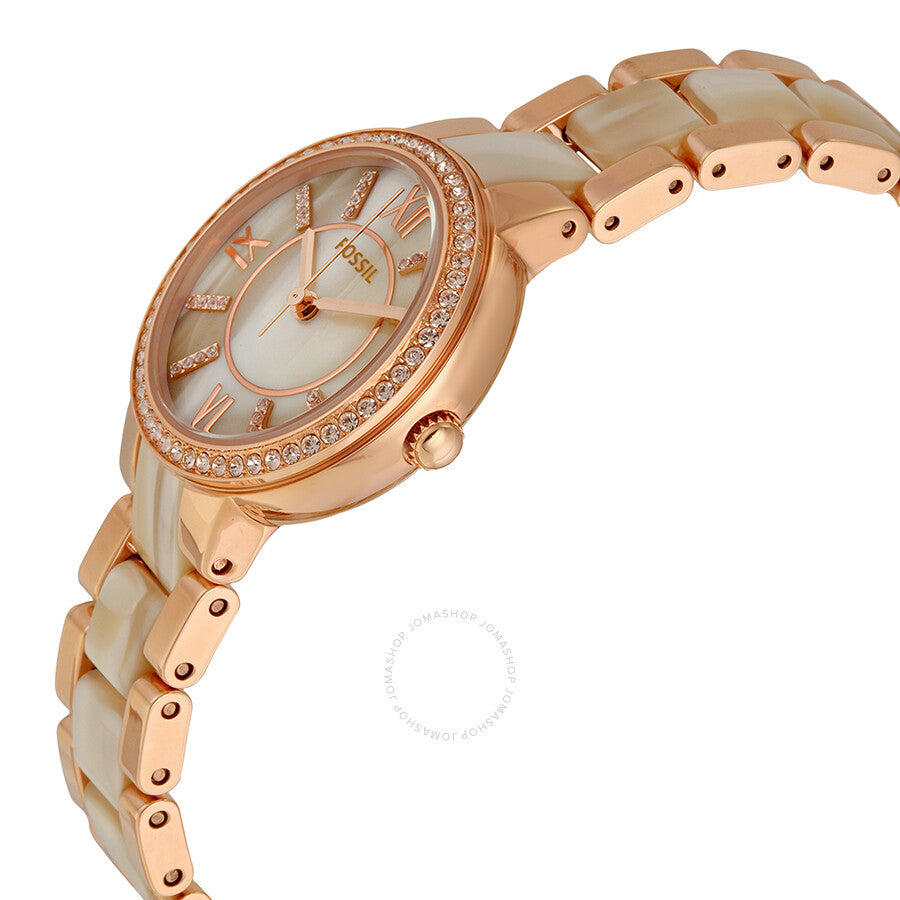 Fossil Virginia Rose Dial Rose Gold-tone and Horn Acetate Ladies Watch ES3716 - Dawson Watches #2
