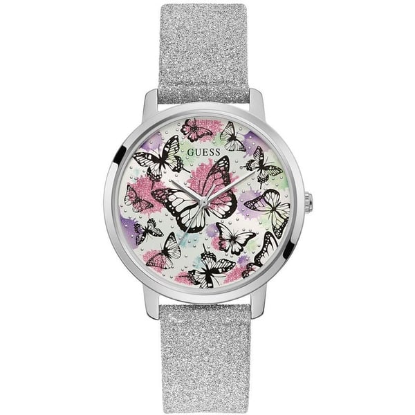 Guess Watch Mariposa Silver Leather Analog Watch Women's Watch GW0008L1 - The Watches Men & CO