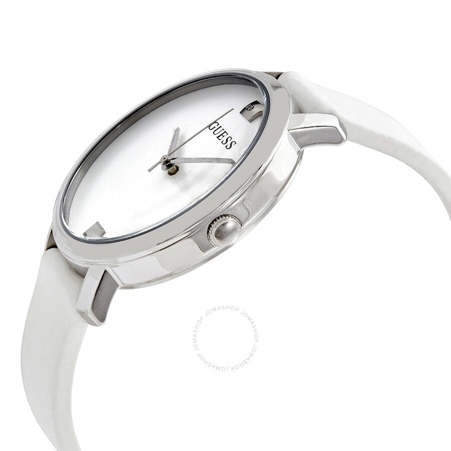 Guess Nova Quartz Silver Dial White Rubber Ladies Watch W1210L1 - Dawson Watches #2