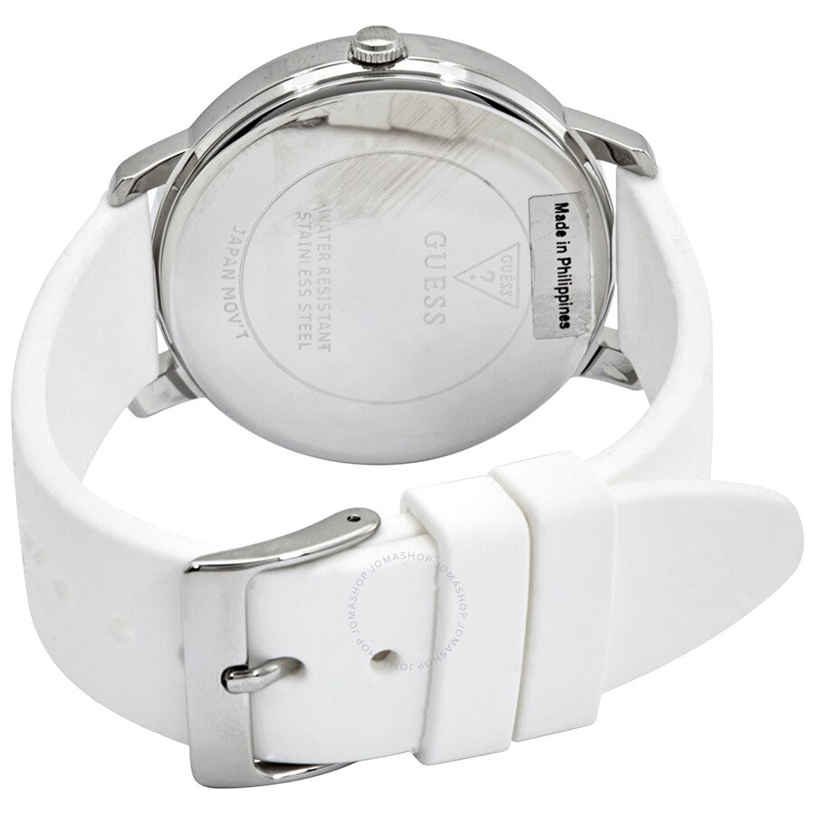 Guess Nova Quartz Silver Dial White Rubber Ladies Watch W1210L1 - Dawson Watches #3