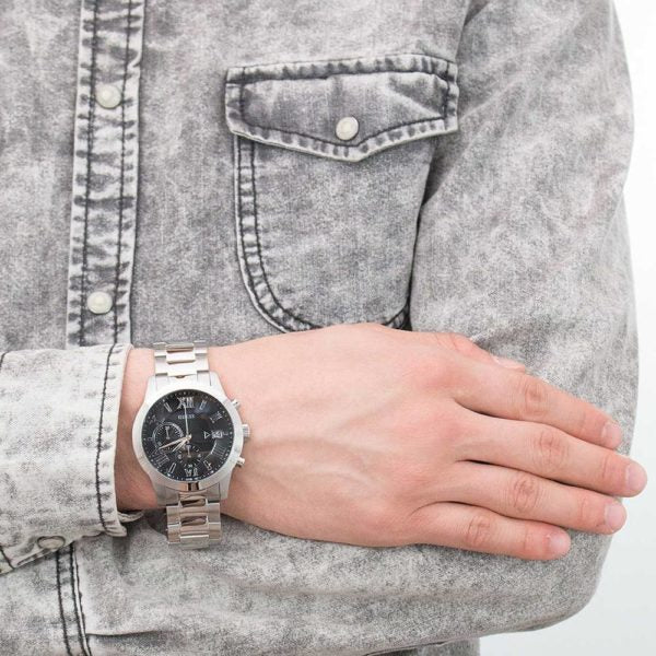 Guess Chrono Black Dial Silver Men's Watch W0668G3