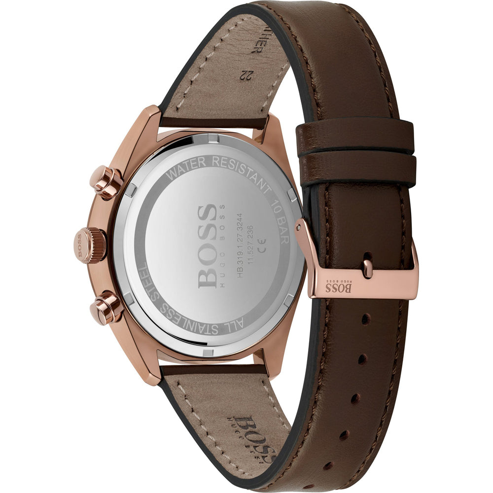 Hugo Boss Champion watch caseback with water resistance markings and model details