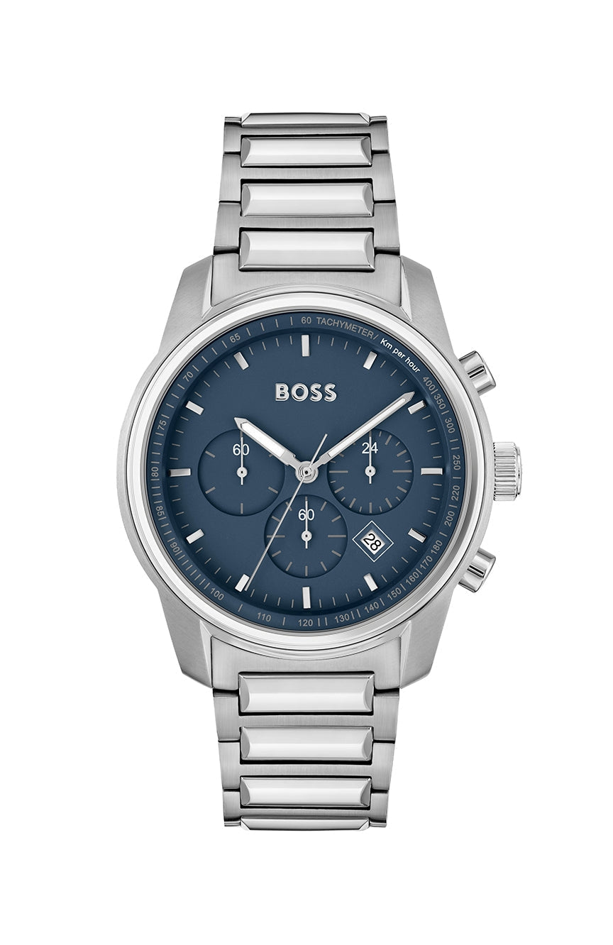 Hugo Boss Trace blue dial chronograph men's watch with stainless steel bracelet