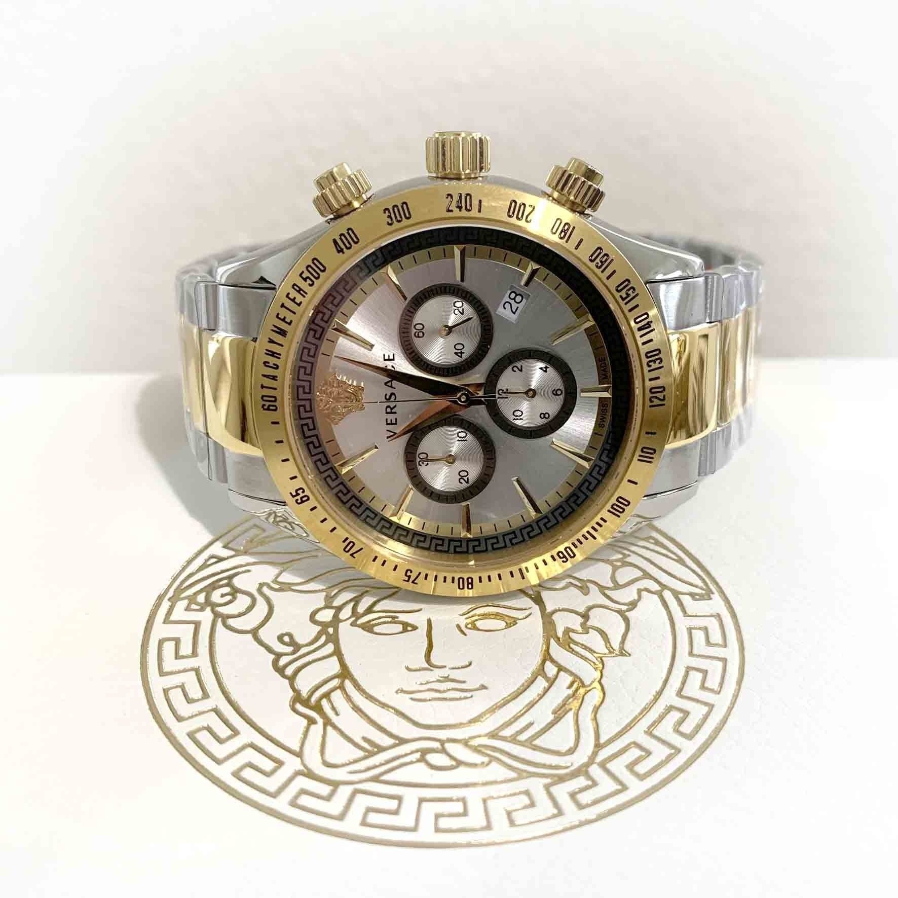 Versace Quartz Two-Tone Stainless Steel Silver Dial Men's Watch VEV700519