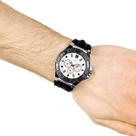 Guess Force White Dial Rubber Strap Men's Watch W0674G3