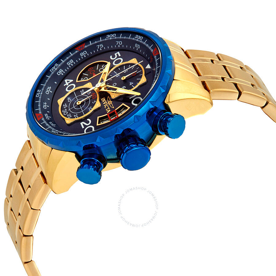 Invicta Aviator Chronograph Blue Dial 18kt Gold-plated Men's Watch 19173 - Dawson Watches #2