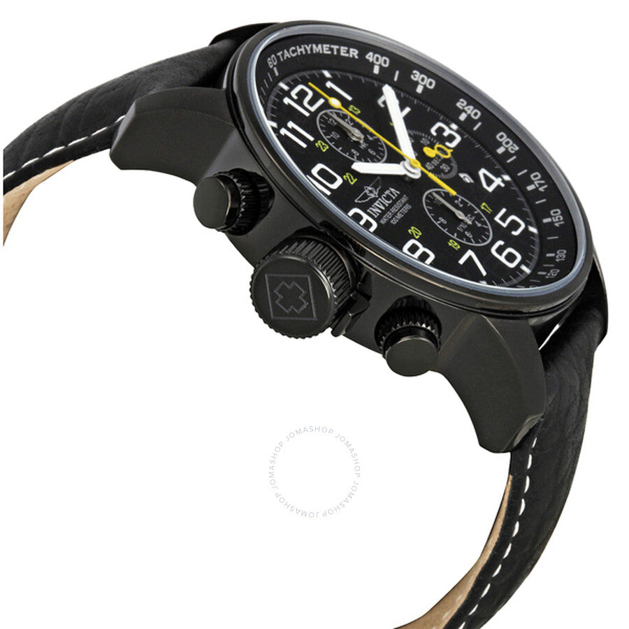 Invicta Lefty Chronograph Black Dial Black Leather Men's Lefty Watch 3332 - Dawson Watches #2