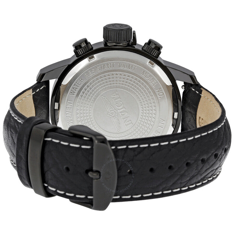 Invicta Lefty Chronograph Black Dial Black Leather Men's Lefty Watch 3332 - Dawson Watches #3