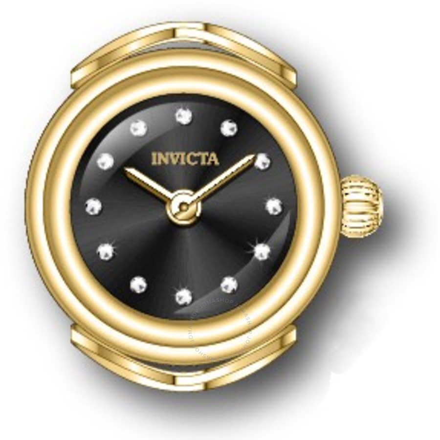 Invicta Mini Angel Quartz Crystal Black Dial Ladies Ring Watch 44482 - Dawson Watches