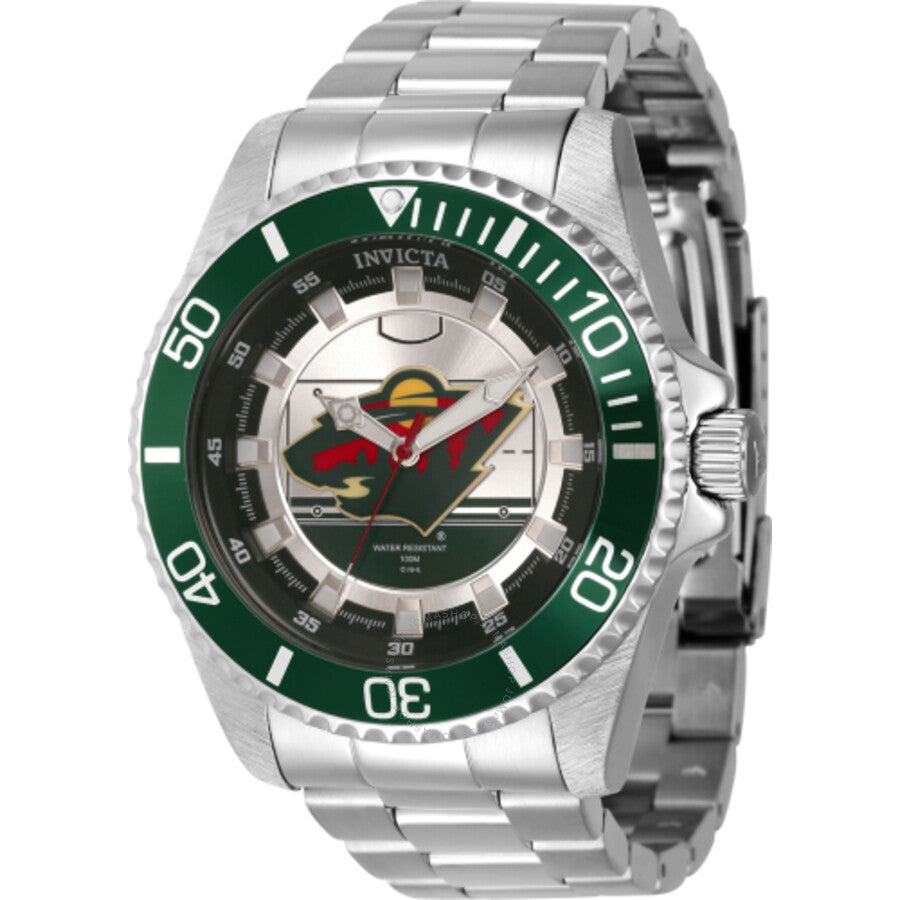 Invicta NHL Minnesota Wild Quartz Silver Dial Men's Watch 42250 - Dawson Watches