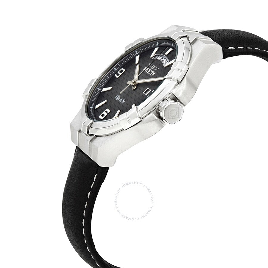 Invicta Objet D Art Quartz Black Dial Black Leather Men's Watch 30183 - Dawson Watches #2