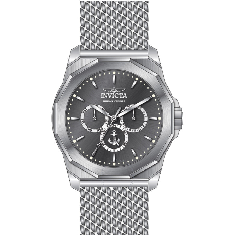 Invicta Ocean Voyage GMT Quartz Gunmetal Dial Men's Watch 46250 - The Watches Men & Co