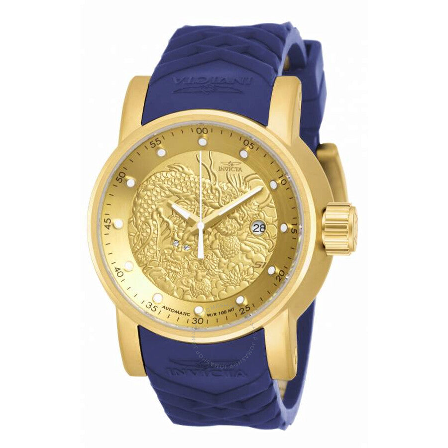 Invicta S1 Rally Automatic Dragon Gold Dial Blue Polyurethane Men's Watch 18215 - Dawson Watches