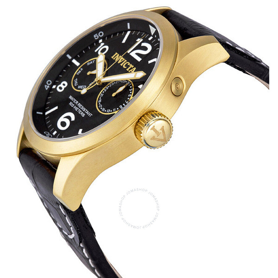 Invicta Specialty Military Black Dial Black Leather Men's Watch 10491 - Dawson Watches #2