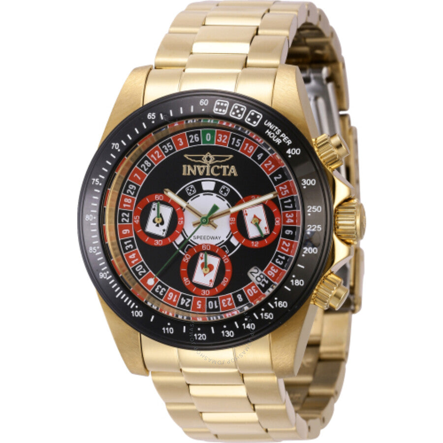 Invicta Speedway Roulette Casino Chronograph GMT Quartz Black Dial Men's Watch 44644 - Dawson Watches