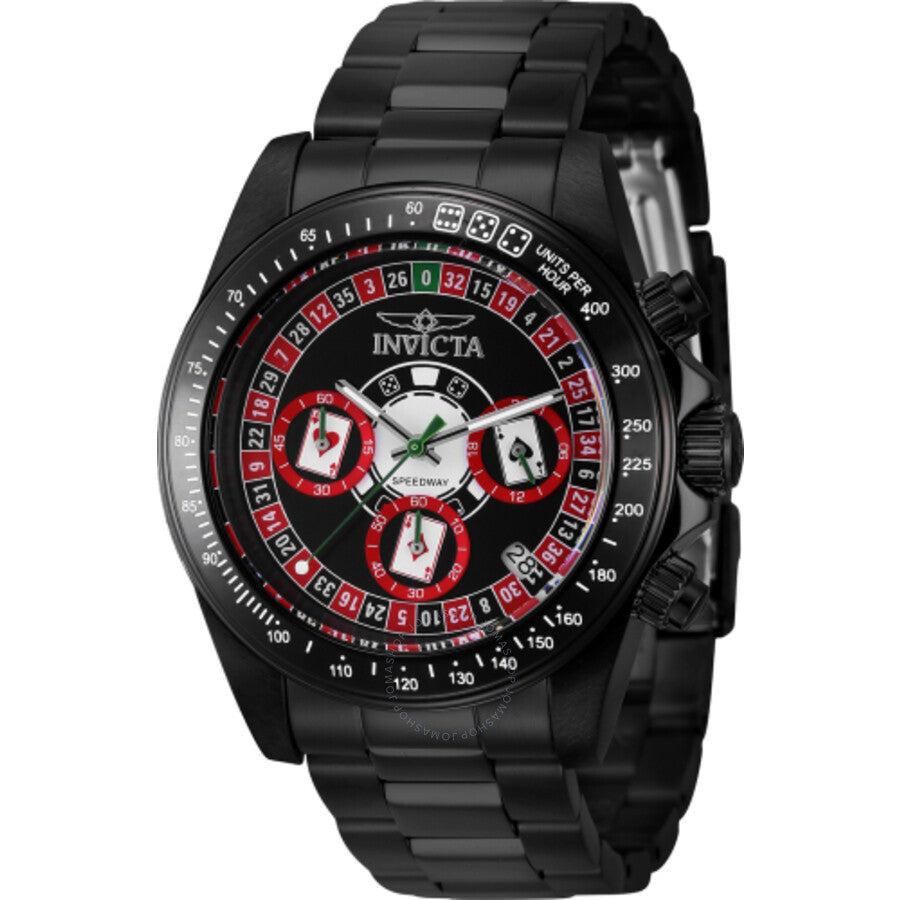 Invicta Speedway Roulette Casino Chronograph GMT Quartz Black Dial Men's Watch 44646 - Dawson Watches