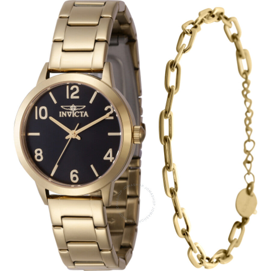 Invicta Wildflower Quartz Black Dial Ladies Watch 47273 With Bracelet - The Watches Men & Co