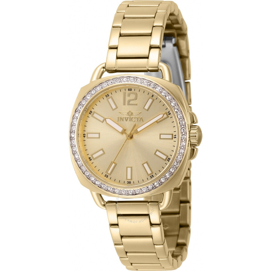 Invicta Wildflower Quartz Crystal Gold Dial Ladies Watch 46342 - Dawson Watches