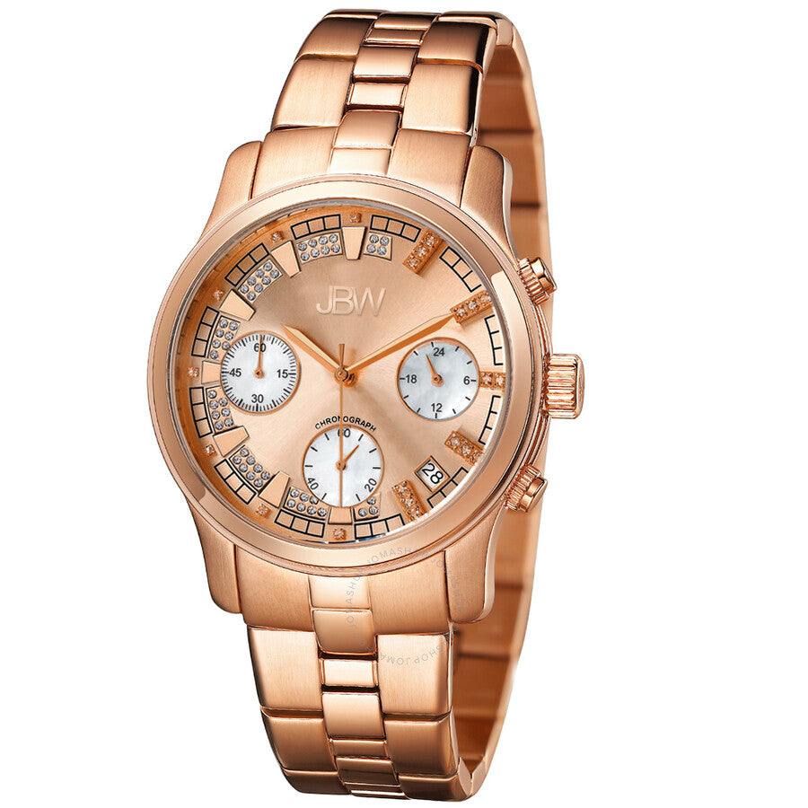 JBW Muse Chronograph Quartz Diamond Rose Gold Dial Unisex Watch JB-6217-L - Dawson Watches