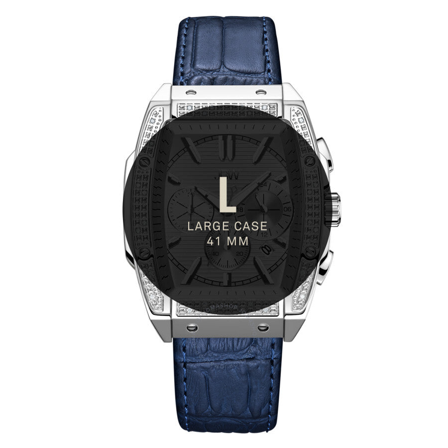 JBW Echelon Quartz Silver Dial Blue Leather Men's Watch J6379C - Dawson Watches #5