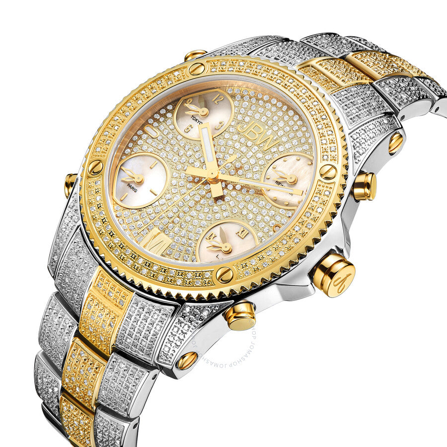 JBW Jet Setter Two-tone Diamond Multiple Time Zone Men's Watch JB-6213-E - Dawson Watches #2