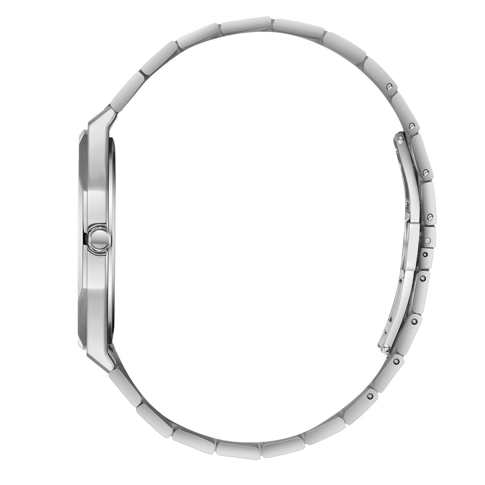 Side view of Lee Cooper Classic watch showing steel case and bracelet profile