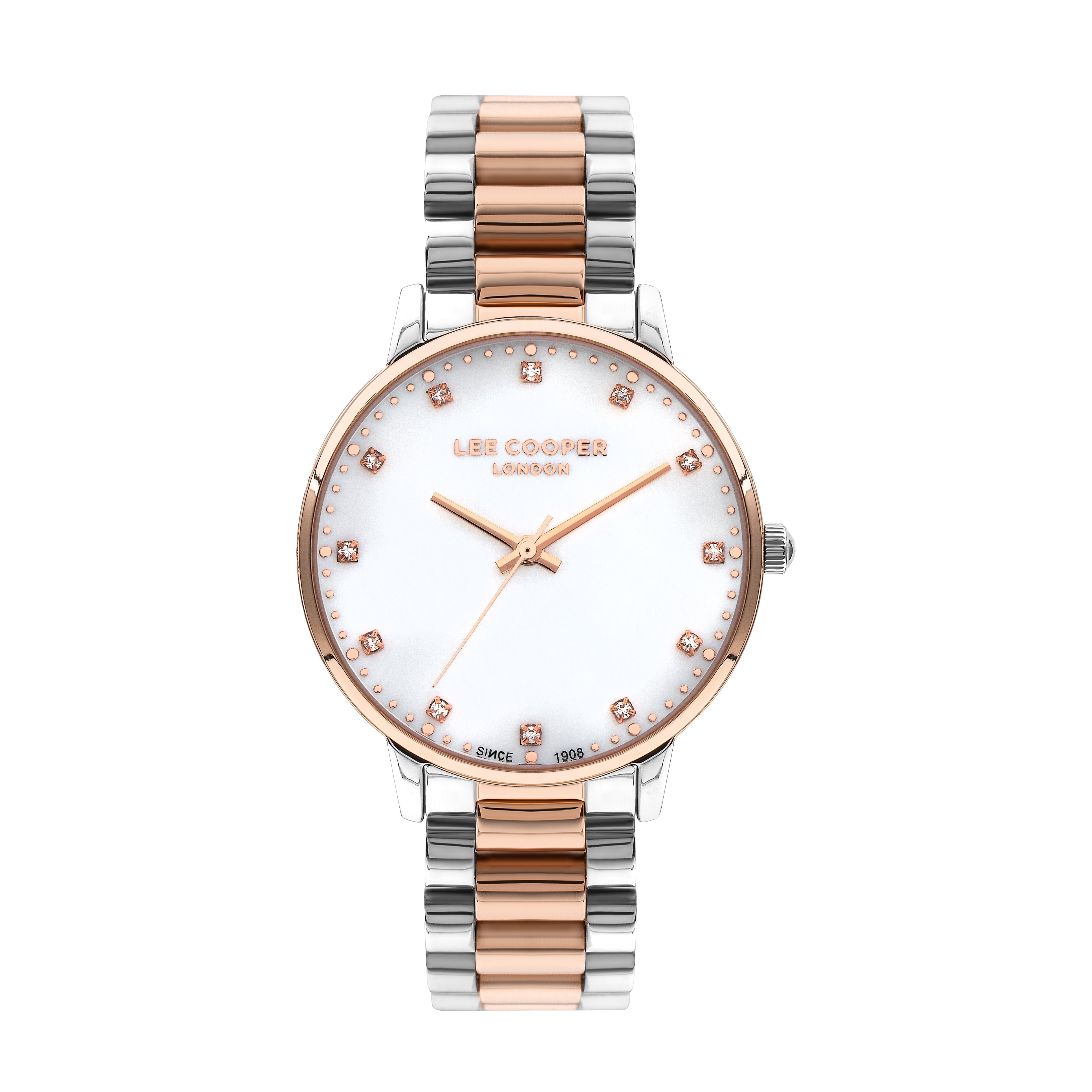 Lee Cooper Women’s 36 MM Silver & Rose Gold Analog Stainless Steel Strap Watch – LC07548.520 - Watch