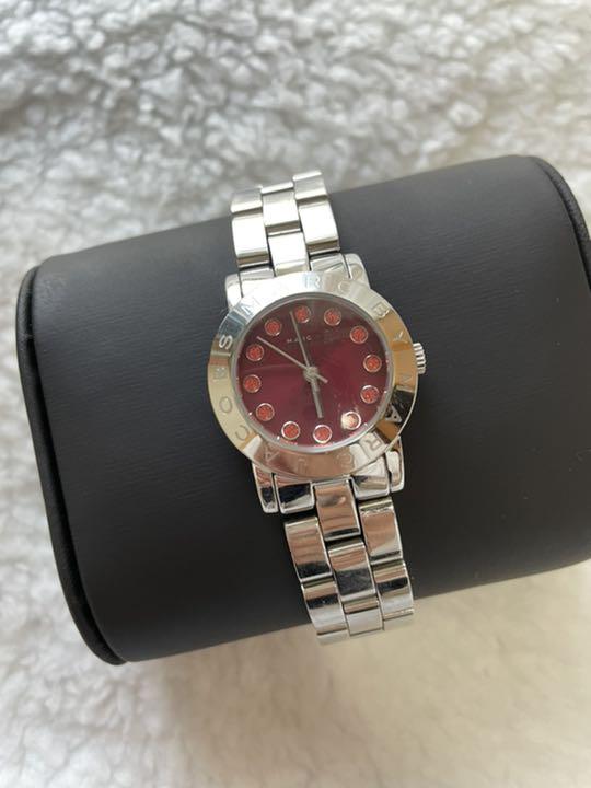 Marc By Marc Jacobs Red Dial Stainless Steel Ladies Amy Watch MBM3302